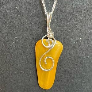 MOOKITE JASPER PENDANT WRAPPED IN STERLING SILVER WIRE